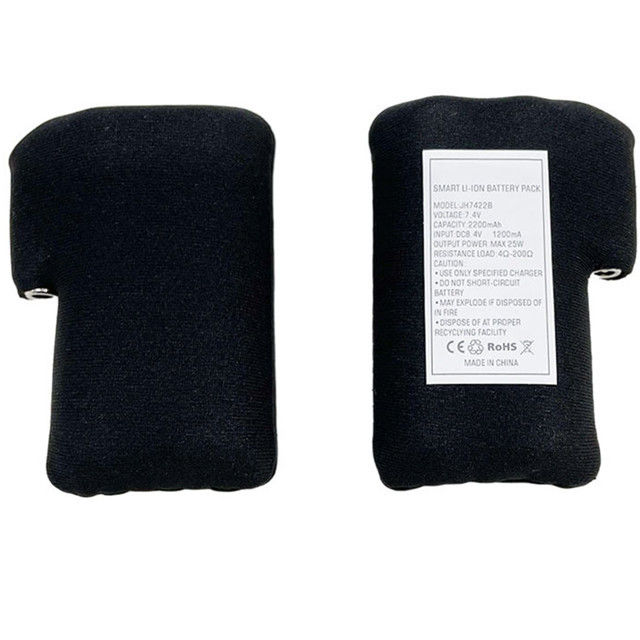 Siyah kumaş sarılı 18650 li ion pil paketi 2S1P 7.4V 2000mAh 2200mAh 2600mAh 3500mAh pil paketleri ısıtmalı eldivenler için