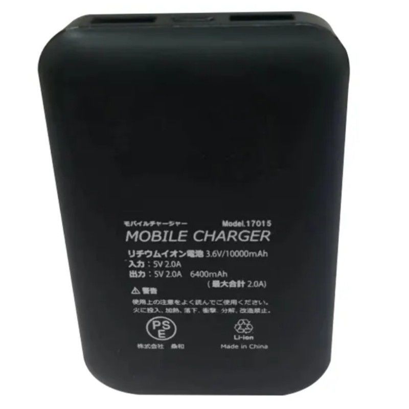 5V 2A USB 10000 Mah Güç Bankası Çift USB Port Siyah Pil Güç Bankası