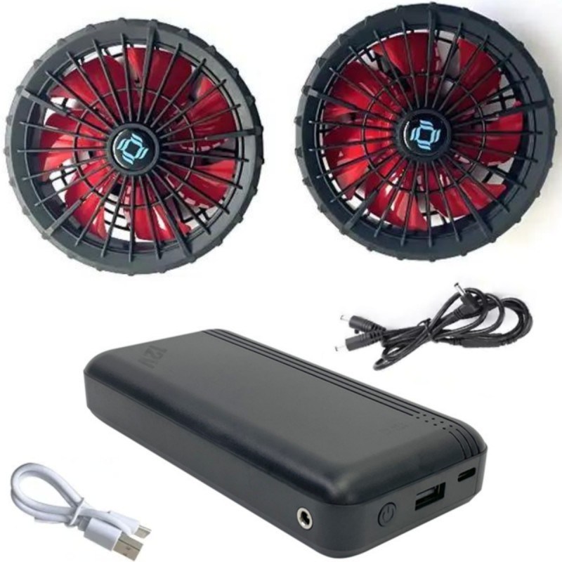 Klimalı Ceket Soğutma Fan Bataryası 12v 20000mAh Yüksek Hız 10H Çalışma Süresi