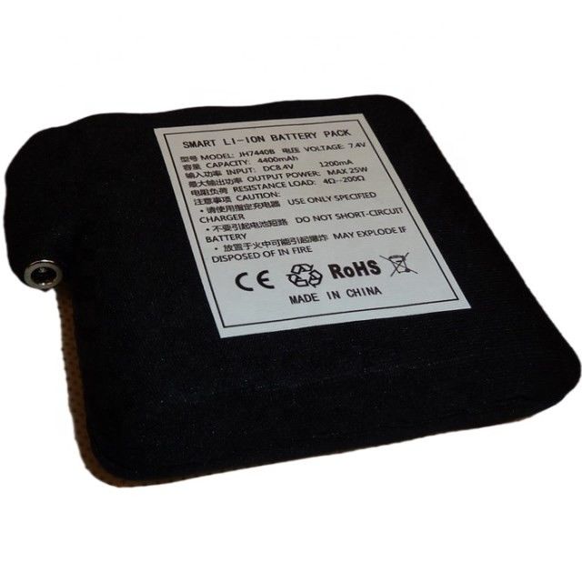 Siyah kumaş sarılmış batarya 7.4V 4400mAh 5200mAh 6400mAh 7000mAh Batarya Isıtmalı yelek için
