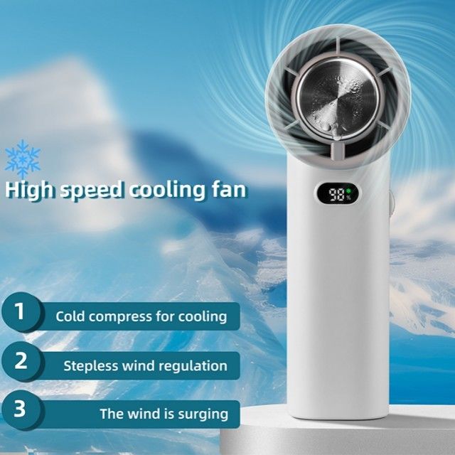 Kademesiz Hız Ayarlı Buz Soğutma Fanı 13000 RPM Bıçaksız Taşınabilir El Tipi Fan 3600mAh