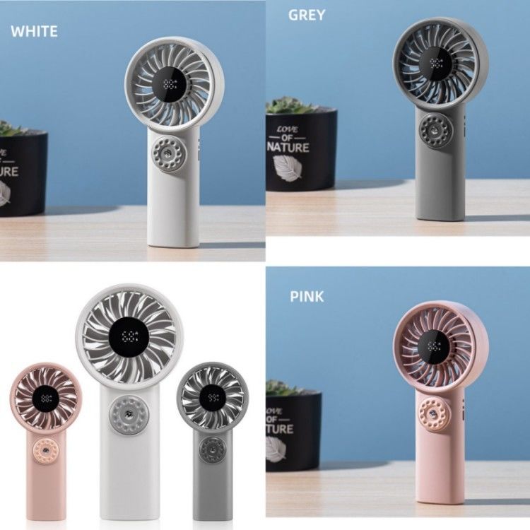 LED Dijital Ekran Pille İşletilen El Ventilatörü Asma Boynuz Ventilatörü Elektrik Ventilatörler Seyahat için El Katlanabilir